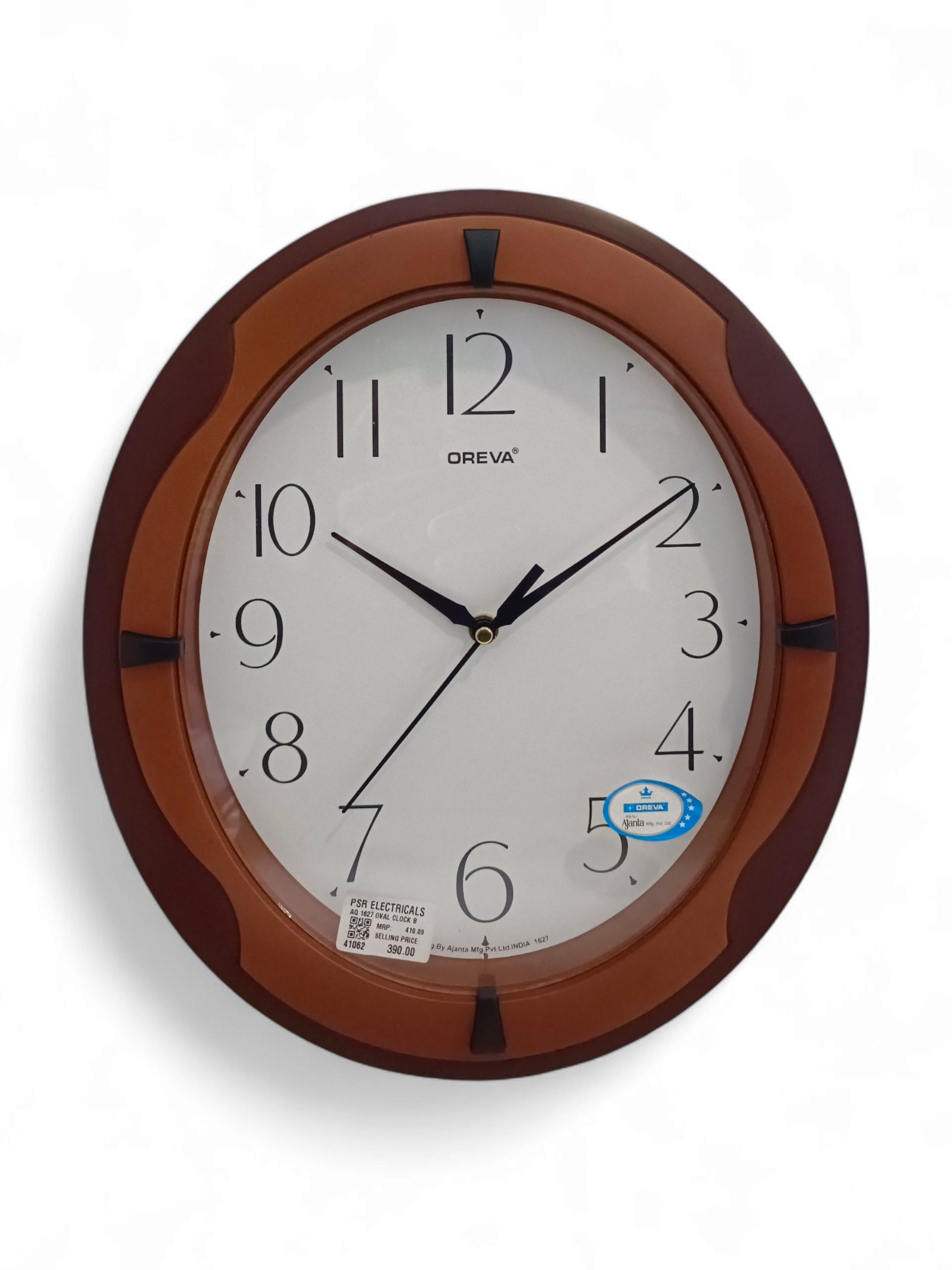 AQ 1627 OVAL CLOCK BROWN WOOD AQ 1627 OVAL CLOCK BROWN WOOD